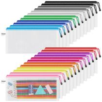 Bolsas de lápis Smarpau 24 unidades impermeáveis com zíper de malha de 9,3 x 4,7 cm