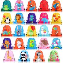 Bolsas de lembrancinhas de festa com cordão Shappy, pacote com 24, desenho animado Bolsas de lembrancinhas de festa com cordão Shappy, pacote com 24, desenho animado