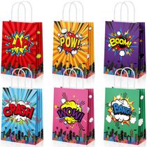 Bolsas de lembrancinhas de festa Pajean Hero Comic Kraft Paper 18 unidades