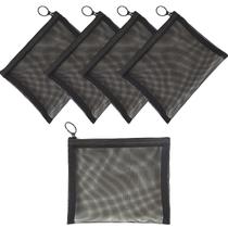 Bolsas de malha com zíper tamanho L/A5, 5 peças, pretas (23,5 x 18 cm)