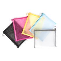 Bolsas de malha com zíper, tamanho L/A5 para maquiagem de beleza, 5 peças