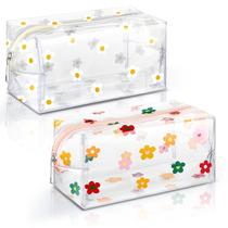 Bolsas de maquiagem Amylove Cute Flower Floral PVC 20x9x9cm (pacote com 2)