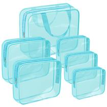 Bolsas de maquiagem APREUTY Clear PVC, conjunto de 6 aprovadas pela TSA (azul)