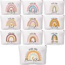 Bolsas de maquiagem Coume Rainbow Canvas, 10 unidades com zíper para citações