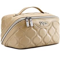 Bolsas de maquiagem de viagem para mulheres Bolsa de cosméticos: conjunto de 3 bolsas de maquiagem fofas Organizador de maquiagem de material vegano Bolsa de higiene grande impermeável com compartimentos Itens essenciais de viagem (cáqui)