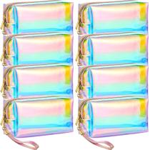 Bolsas de maquiagem Dunzy Holographic Clear com zíper, 8 unidades