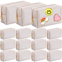 Bolsas de maquiagem Kigeli, bolsas de cosméticos de couro PU, 15 unidades, marfim