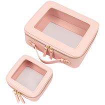 Bolsas de maquiagem LETGO Clear, produtos de higiene pessoal aprovados pela TSA com zíper rosa Bolsas de maquiagem LETGO Clear, produtos de higiene pessoal aprovados pela TSA com zíper rosa