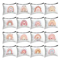 Bolsas de maquiagem Pinkunn Canvas 16 peças Rainbow 9,1 x 5,9 polegadas femininas