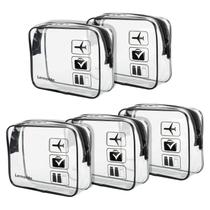 Bolsas de maquiagem transparentes Bolsa de higiene aprovada pela TSA Lermende, 5 unidades Bolsas de maquiagem transparentes Bolsa de higiene aprovada pela TSA Lermende, 5 unidades