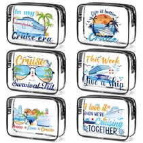 Bolsas de maquiagem transparentes Falueqg Cruise 6 peças Cruise Ship Essentials 2025, kit de sobrevivência indispensável para cruzeiros, bolsa de cosméticos impermeável de PVC, bolsas de higiene pessoal para viagens de férias, presentes de cruzeiro para mulheres e meninas