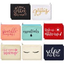 Bolsas de maquiagem Weewooday Multicolor Canvas, pacote com 16 para mulheres Bolsas de maquiagem Weewooday Multicolor Canvas, pacote com 16 para mulheres