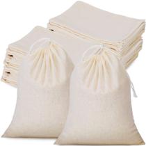 Bolsas de musselina, sachê de algodão tatuado com cordão, 50 unidades (20x25cm)