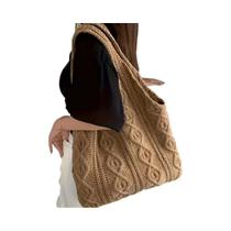 Bolsas De Ombro De Crochê Trançado Em Cor Sólida Para Mulheres, Design Simples, Uso Diário Bolsas De Ombro De Crochê Trançado Em Cor Sólida Para Mulheres, Design Simples, Uso Diário