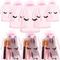Bolsas de organza Reginary, 100 unidades de cuidados pós-tratamento para cílios, rosa/preto