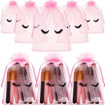Bolsas de organza Reginary, 100 unidades de cuidados pós-tratamento para cílios, rosa/preto