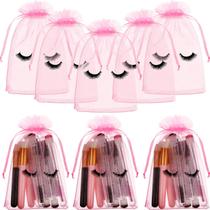 Bolsas de organza Reginary, 100 unidades de cuidados pós-tratamento para cílios, rosa/preto