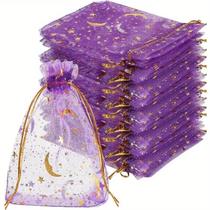 Bolsas De Presente Em Organza Gold Star Moon 50PCS, Sacos Para Joias Para Natal E Casamento Bolsas De Presente Em Organza Gold Star Moon 50PCS, Sacos Para Joias Para Natal E Casamento