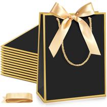 Bolsas de Regalo Silkfly Gracias 12 piezas con Asa 23x18x8 cm (Negro)