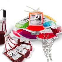 Bolsas de Sangue para Bebidas JILIER Halloween - Kit com 30 Bolsas e Bomba