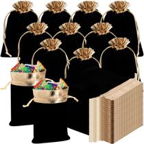 Bolsas de Terciopelo con Cordón Lyellfe 15x13 cm Paquete de 50 con Borde Dorado