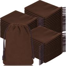 Bolsas de veludo com cordão Wesnoy, 200 unidades, 7 x 9 cm, café
