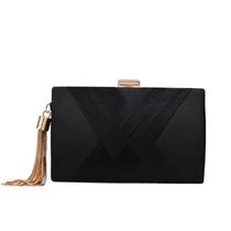 Bolsas embreagem YAPAIOU Tassel Evening Bag, festa de casamento, preta