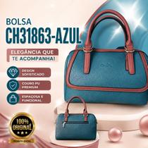 Bolsas Feminina Baú Chalita Média Elegante Moderna e Sofisticada Azul CH31863 Original Bolsas Feminina Baú Chalita Média Elegante Moderna e Sofisticada Azul CH31863 Original