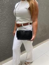 Bolsas Feminina Croco Metalizada Alça Transversal Bolsa Balada Festa material sintético Corrente