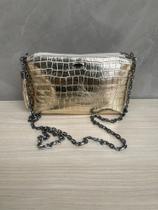 Bolsas Feminina Croco Metalizada Alça Transversal Bolsa Balada Festa material sintético Corrente