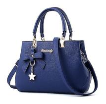 Bolsas femininas de couro pu bolsa de ombro shell bowknot messenger bags azul escuro