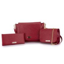 Bolsas femininas Kit 3 peças Bolsa de lateral bolsa pequena e carteira