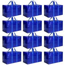 Bolsas móveis HealSmart, pacote com 12 unidades, grandes, com zíperes e alças, azuis