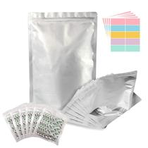 Bolsas Mylar SHXWELL de 1 litro para armazenamento de alimentos, 50 unidades com absorvedores Bolsas Mylar SHXWELL de 1 litro para armazenamento de alimentos, 50 unidades com absorvedores