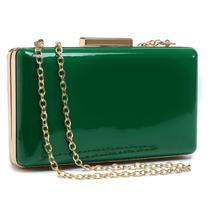 Bolsas noturnas, bolsas de mão femininas, couro envernizado, verde