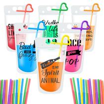 Bolsas para bebidas AHKUNMT 48 unidades com canudos para smoothie e suco