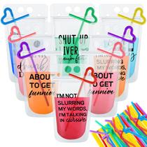 Bolsas para bebidas Patelai, 24 unidades com canudos, 400-450ml, festa de verão Bolsas para bebidas Patelai, 24 unidades com canudos, 400-450ml, festa de verão