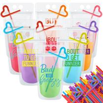 Bolsas para bebidas Patelai 36 conjuntos com canudos para adultos, 9 estilos