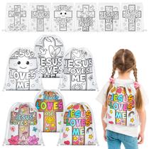 Bolsas para colorir com cordão Dansydaisy Jesus Loves Me 24 unidades