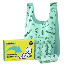 Bolsas para fraldas KeenEcho 100 unidades à prova de vazamentos, verdes Bolsas para fraldas KeenEcho 100 unidades à prova de vazamentos, verdes