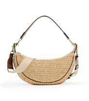 Bolsas tiracolo de palha para mulheres, bolsa Hobo de tecido de praia, bolsas de ombro crescente chiques de verão com alça ajustável, 2025 cáqui