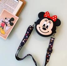 Bolsinha Infantil Silicone Cute Porta Celular Moedas Alça Transversal Bolsa Personagem Disney Stitch Lilo Minnie Mickey
