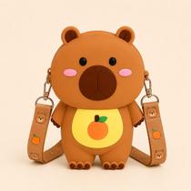 Bolsinha Mini Infantil Capivara Capy bala Mochilinha Silicone Confortável Leve Cor:Marrom Bolsinha Mini Infantil Capivara Capy bala Mochilinha Silicone Confortável Leve Cor:Marrom