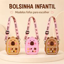 Bolsinha Mini Infantil Capivara Capy bala Mochilinha Silicone Confortável Leve Menino E Menina Cor:Rosa Bolsinha Mini Infantil Capivara Capy bala Mochilinha Silicone Confortável Leve Menino E Menina Cor:Rosa