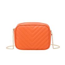 Bolso bandolera pequeño de cuero PU naranja a la moda