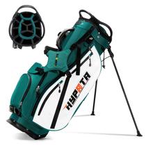 Bolso de Golf con Soporte HYPATA 14 Compartimentos Ligero en Cuero PU Verde Oscuro