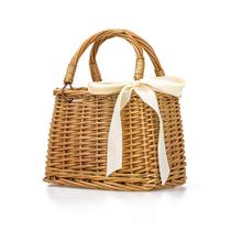 Bolso de mimbre tejido a mano retro para verano y playa