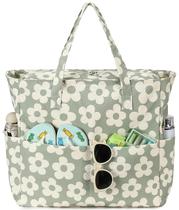 Bolso de Playa LEAOU Impermeable y Resistente a la Arena para Mujer con Estampado Floral