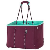Bolso de Playa QOGiR de Neopreno Multifuncional en Vino Rojo y Menta, Talla L Bolso de Playa QOGiR de Neopreno Multifuncional en Vino Rojo y Menta, Talla L