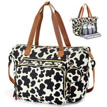 Bolso Pañalera Tote Tonyeee Grande de Viaje con Estampado de Vacas